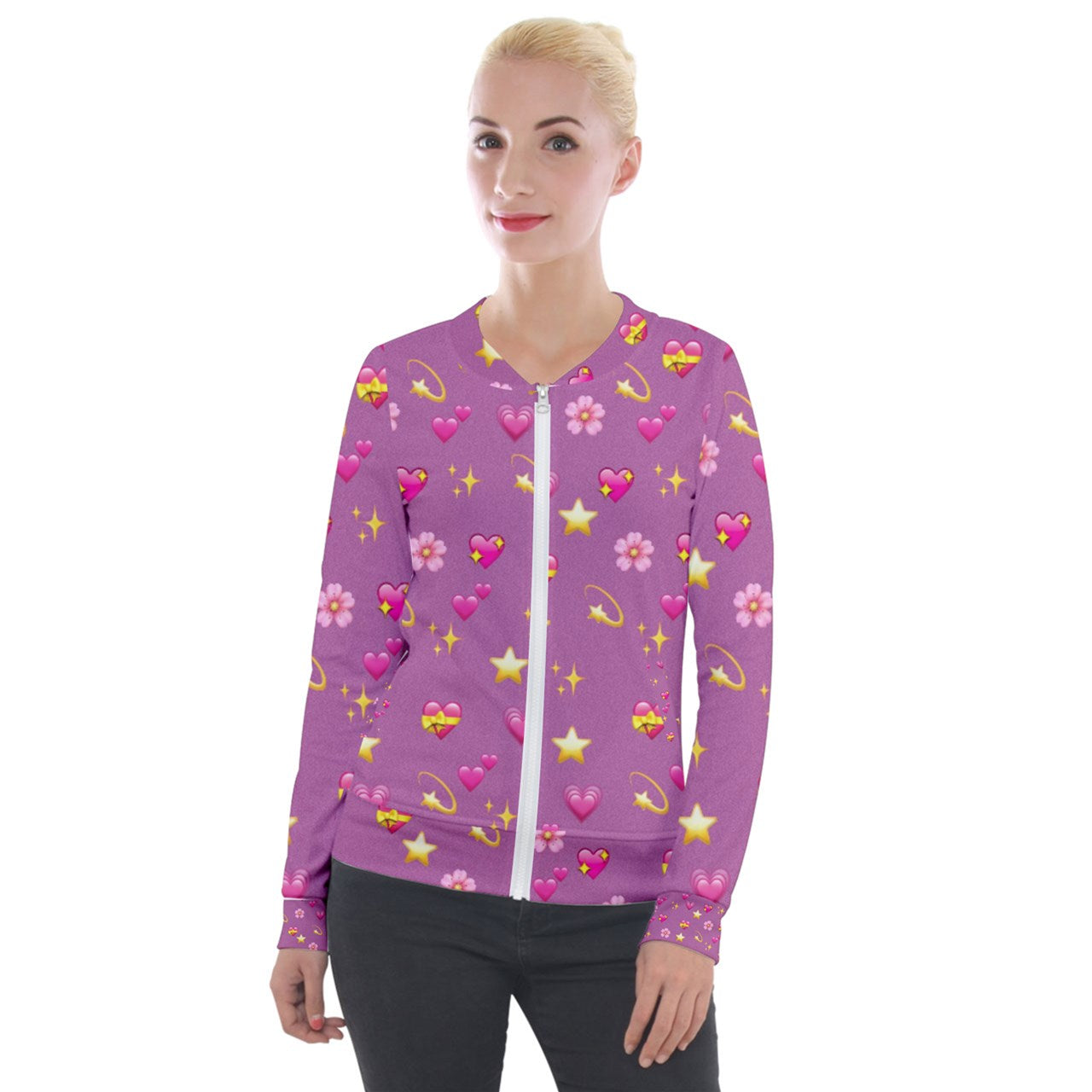 Sweet Emoji Velvet Tracksuit Jacket