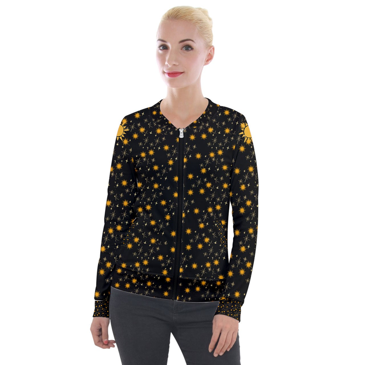 Black Whimsy Velvet Tracksuit Jacket