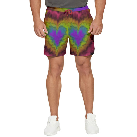 Rainbow Tie Dye Heart Runner Shorts