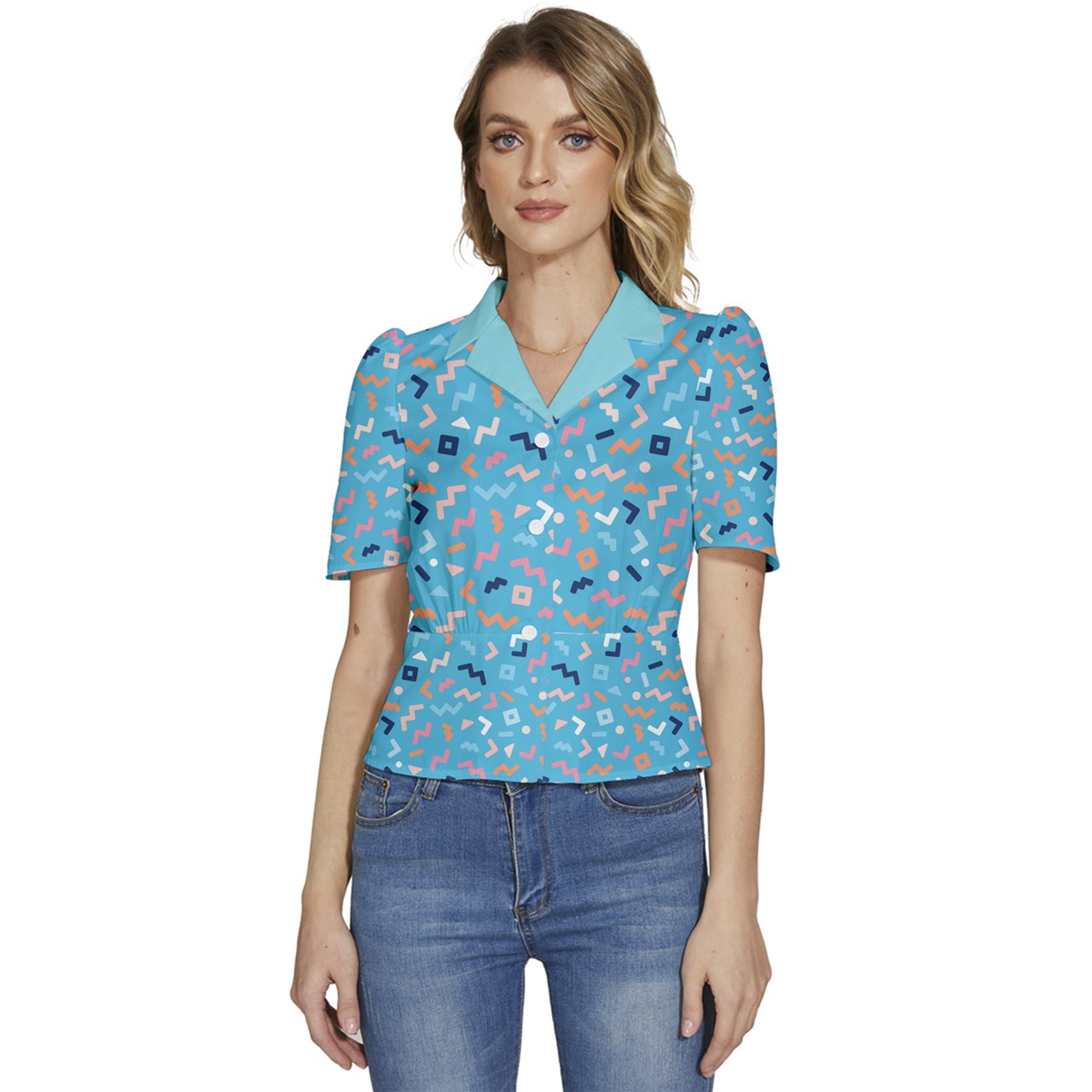 Aquatica Puffed Short Sleeve Button Up Jacket