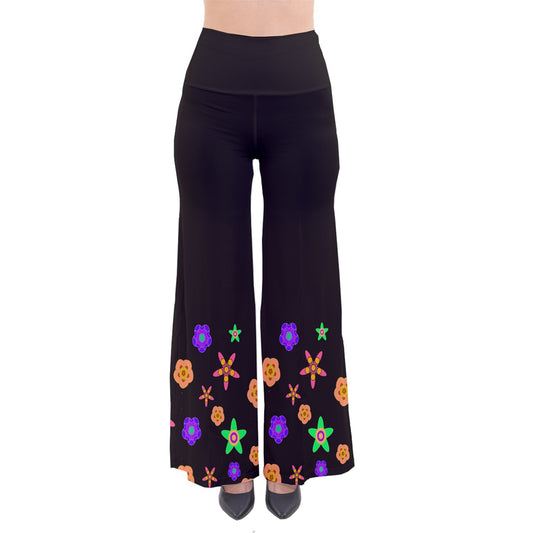 Black Indigo Flower So Vintage Palazzo Pants