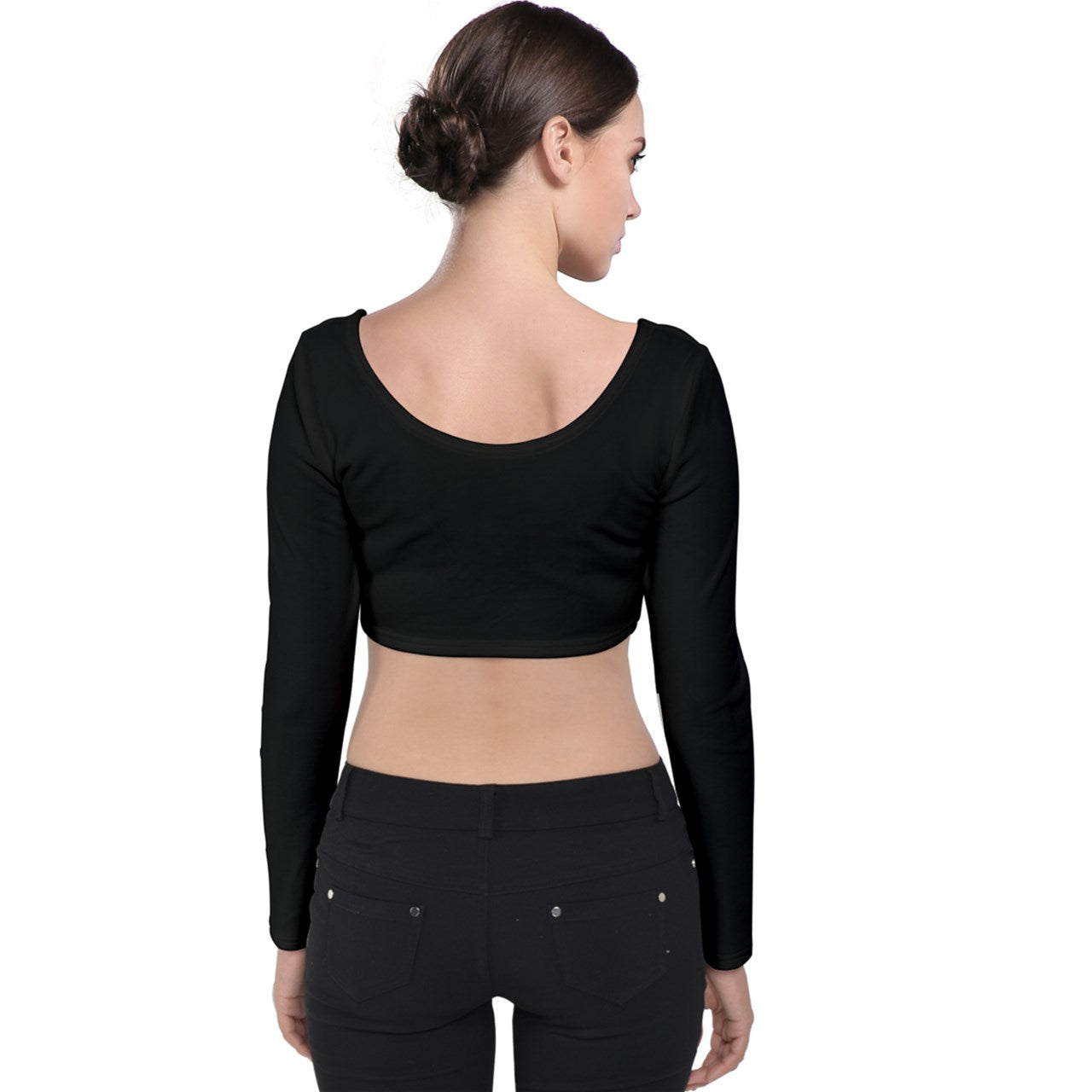 black green stripe Velvet Long Sleeve Crop Top
