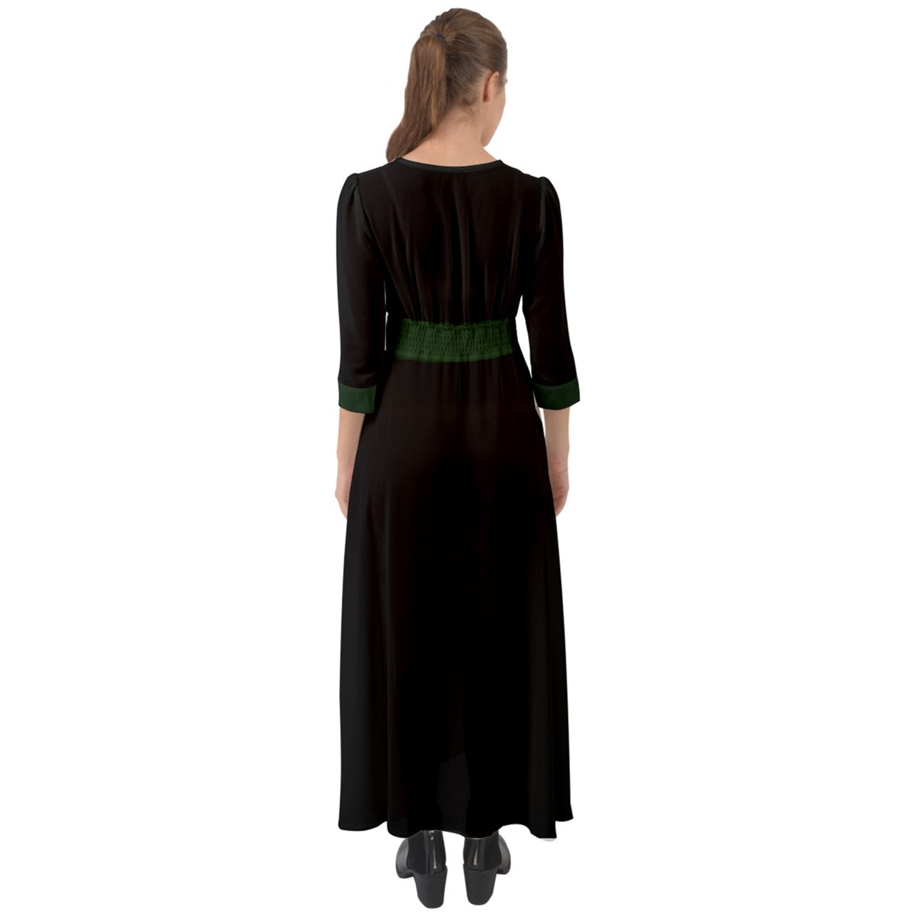 Green Strap Button Up Boho Maxi Dress