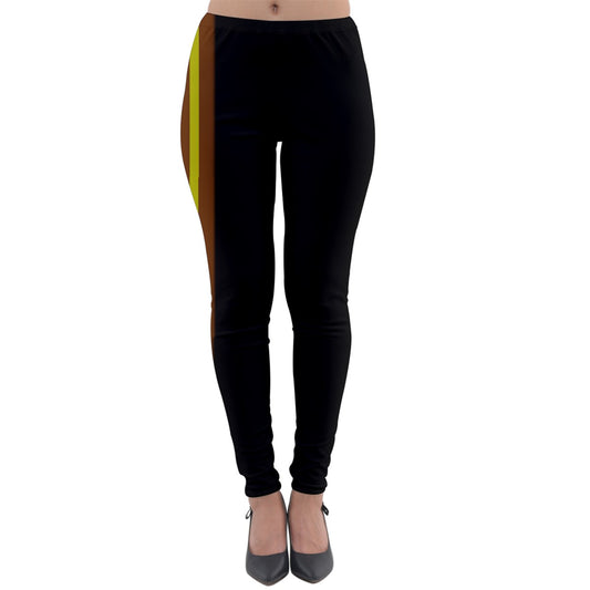 Black brown yellow stripe Lightweight Velour Leggings