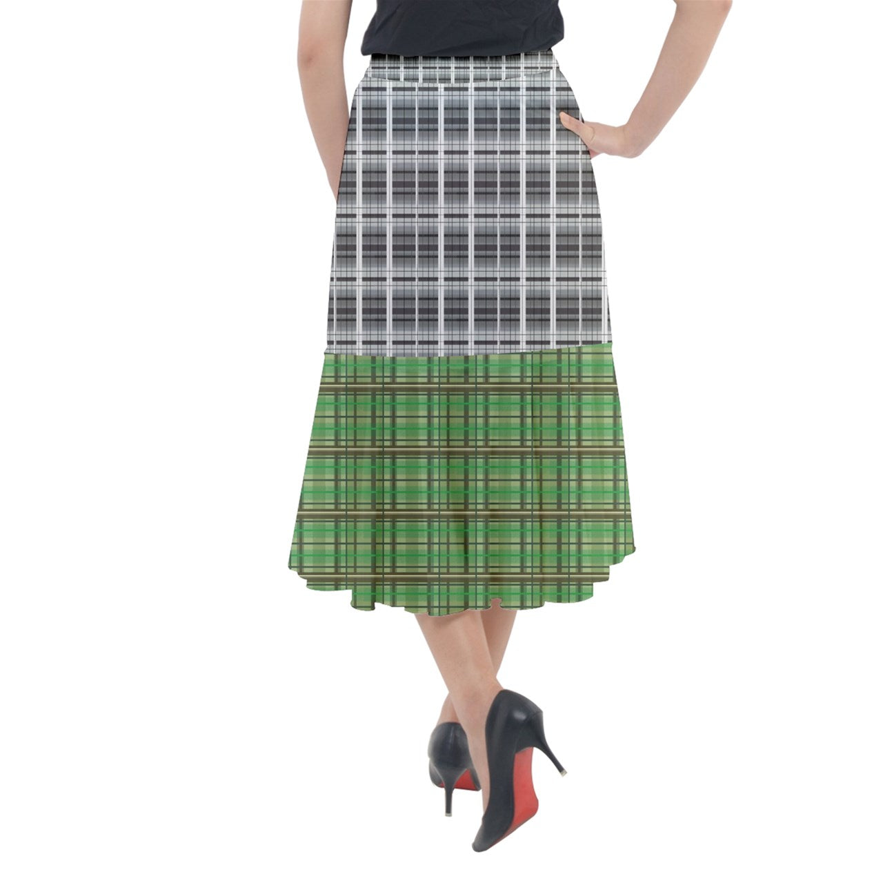 grey academia Midi Mermaid Skirt