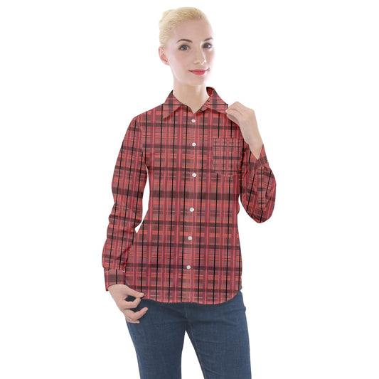 punkypeach academia plaid Long Sleeve Pocket Shirt