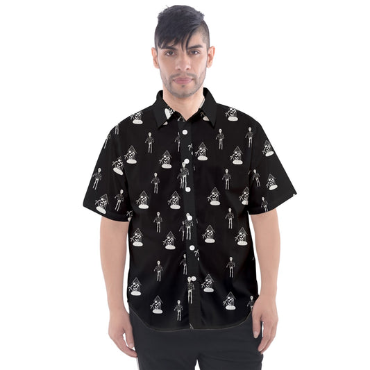 hawiian skeleton Short Sleeve Button Up