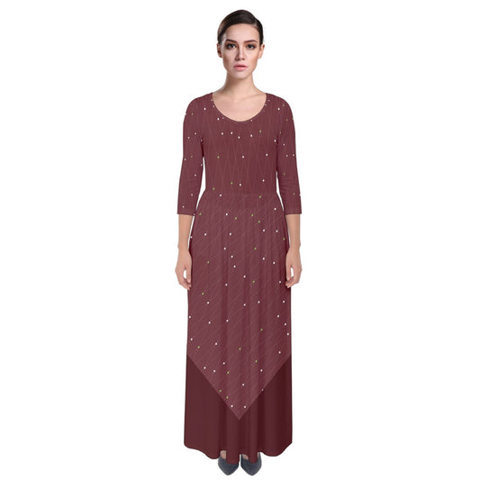 scandi red Quarter Sleeve Maxi Dress