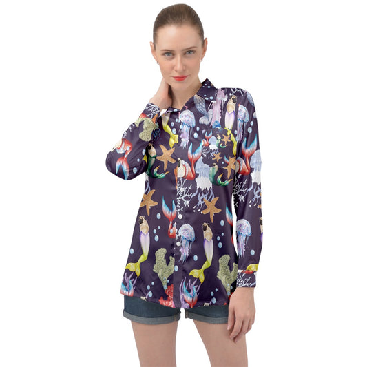 mermagic Long Sleeve Satin Shirt
