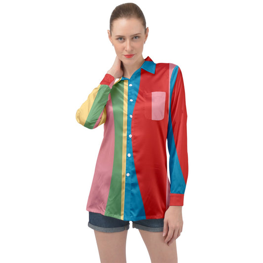 wavy gravy Long Sleeve Satin Shirt