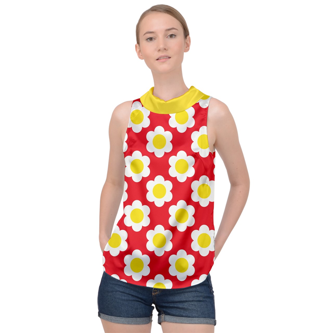 eggflower mod High Neck Satin Top