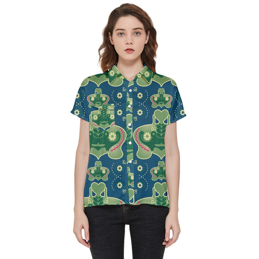 green trippy goblin Short Sleeve Pocket Shirt