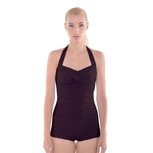 cocoa Boyleg Halter Swimsuit