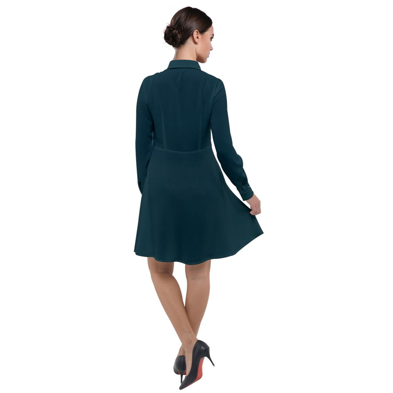 anchor collar Long Sleeve Chiffon Shirt Dress