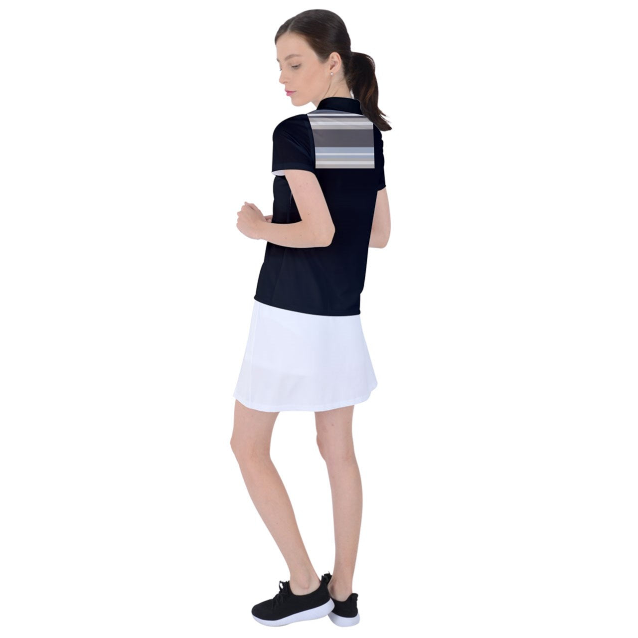grey multistripe Polo Tee