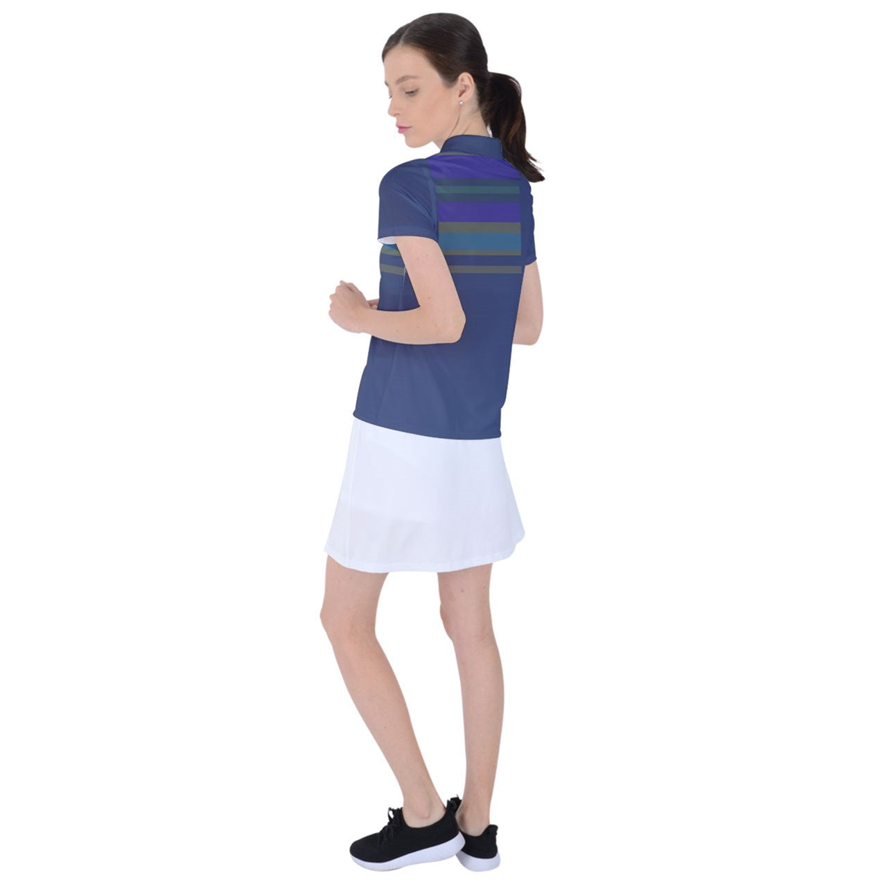 navy multistripe Polo Tee