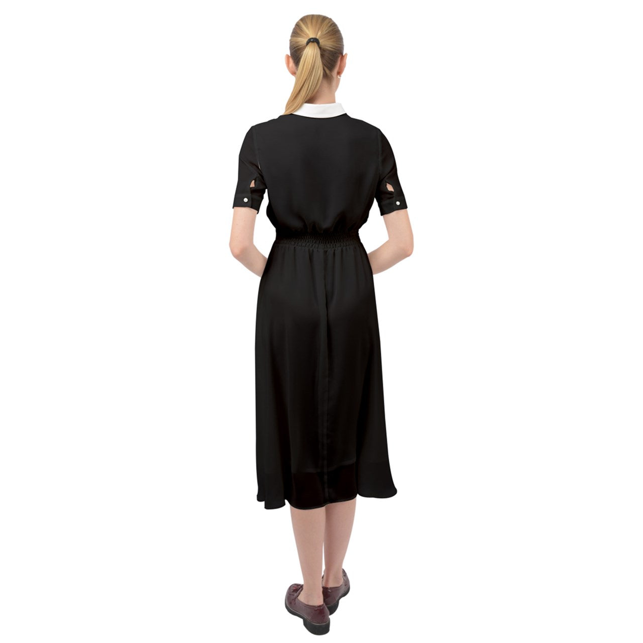 white collar Keyhole Neckline Chiffon Dress