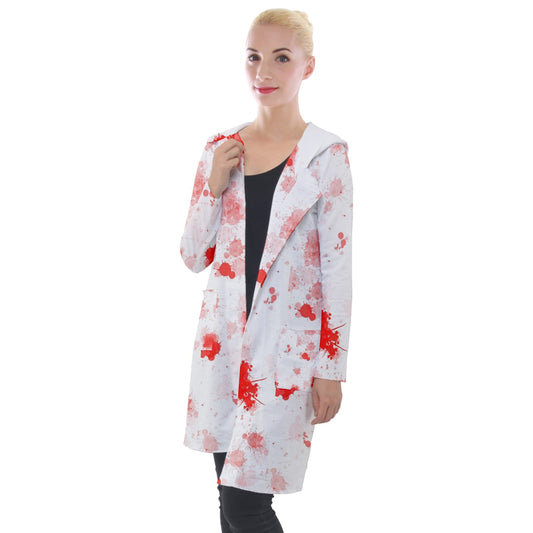 blood spatter Hooded Pocket Cardigan