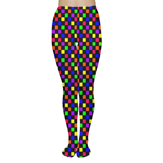 rainbow checker Tights