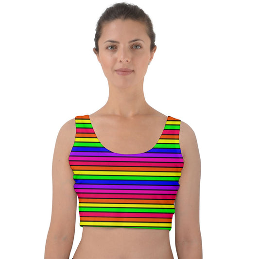 rainbow stripe Velvet Crop Top
