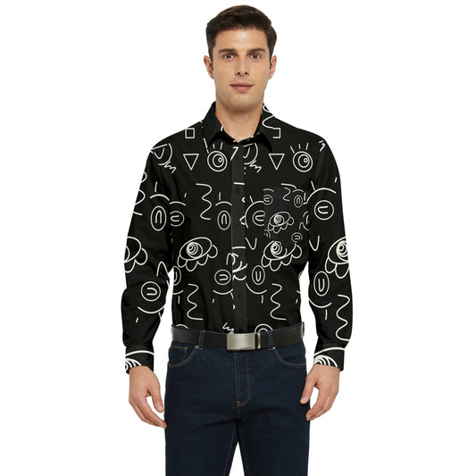 squiggle face Long Sleeve Pocket Shirt
