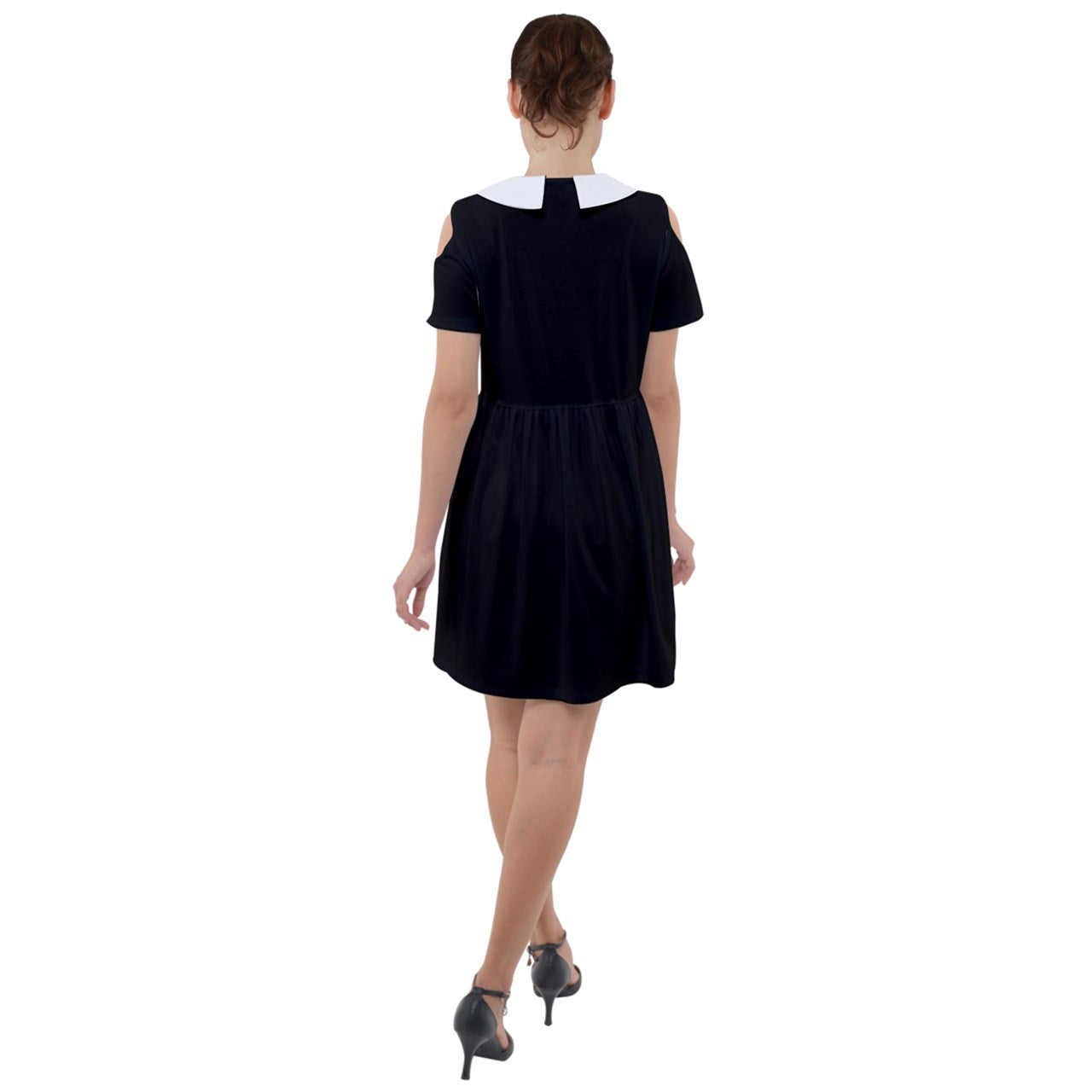 white collar Short Sleeve Shoulder Cut Out Dress
