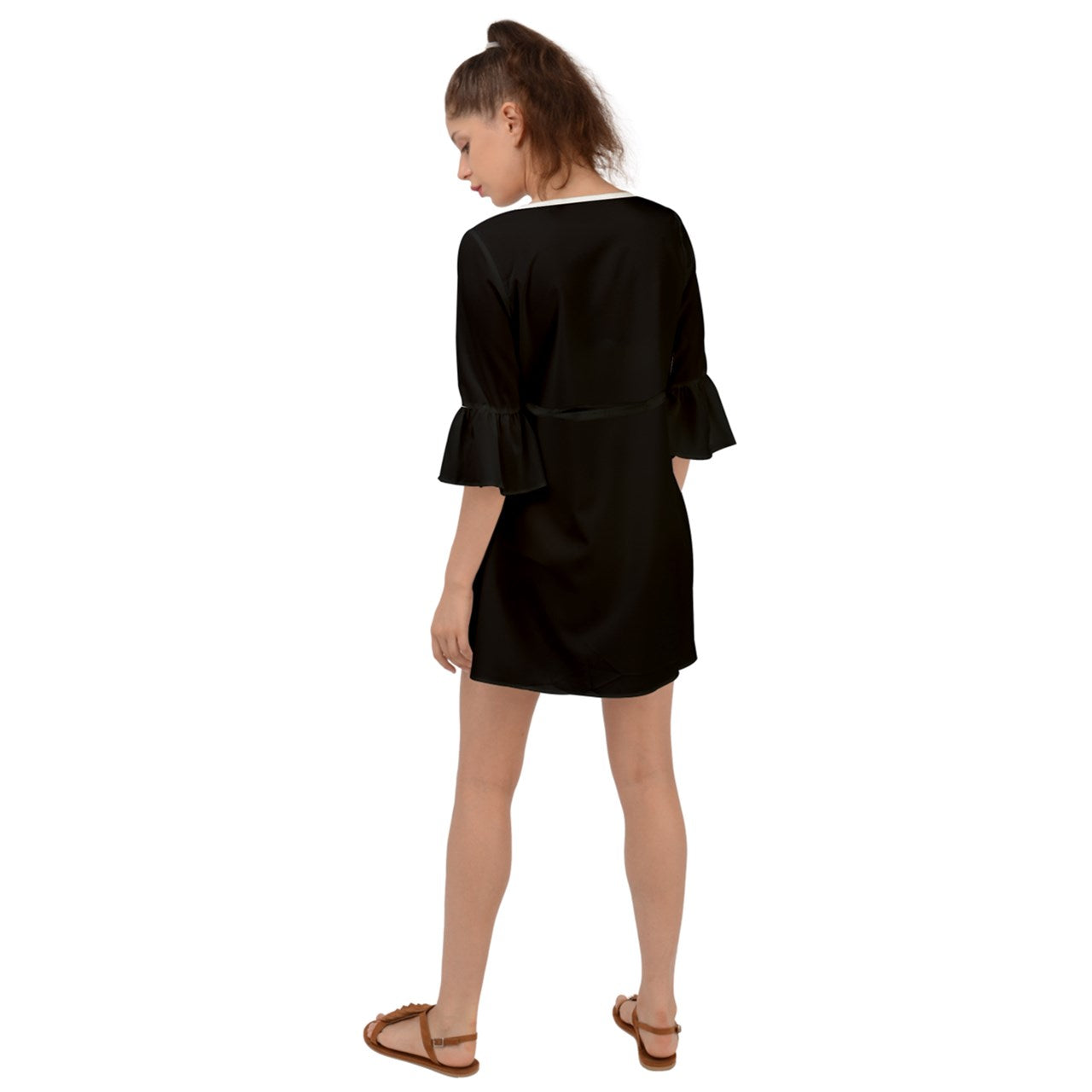 white collar Criss Cross Mini Dress
