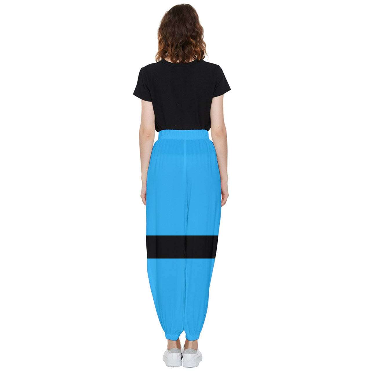 cool blue strapped Tapered Pants