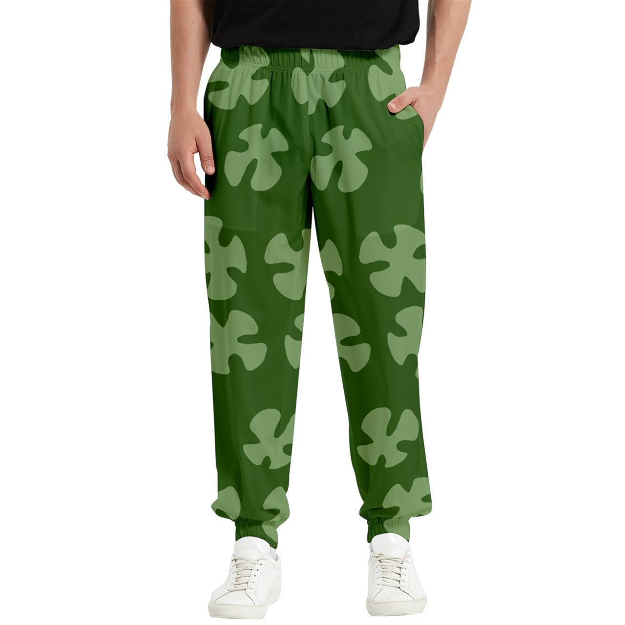 green beach camo Elastic Waist Pants