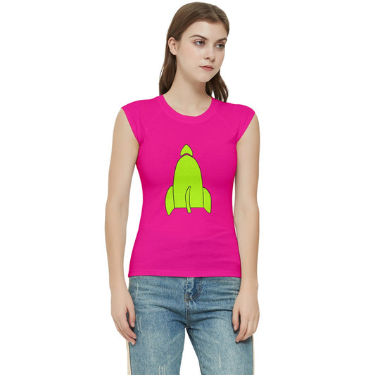 reggies green rocket ship Raglan Cap Sleeve Tee