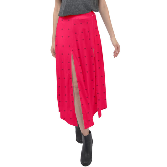 strawberrie's red dot Velour Split Maxi Skirt