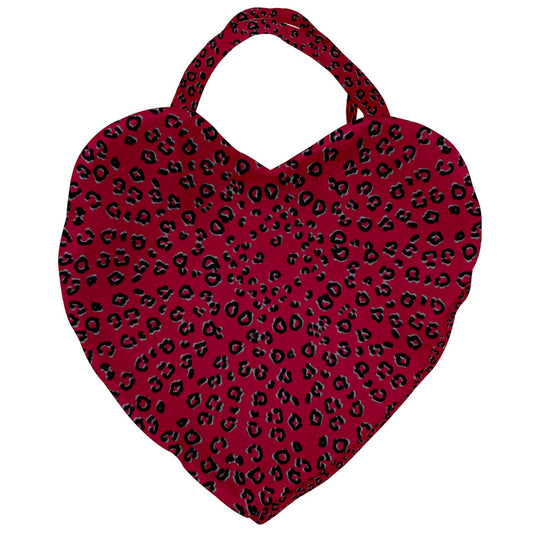 Red Cheeta Giant Heart Shaped Tote