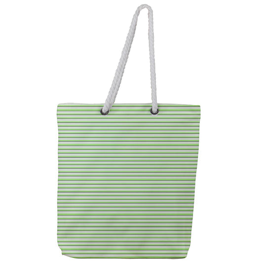 stem green stripes Full Print Rope Handle Tote (Large)