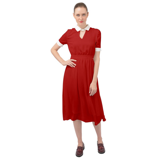 Cherry Syrup Keyhole Neckline Dress