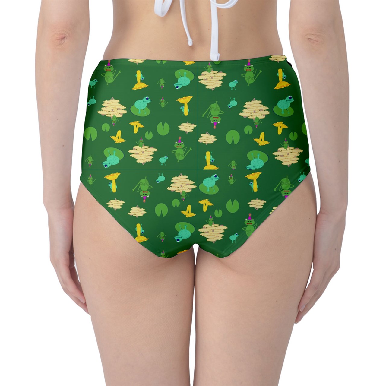 Mushroom Frog Green Classic High-Waist Bikini Briefs