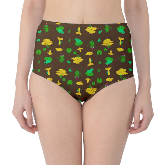 Mushroom Frog Brown Classic High-Waist Bikini Briefs