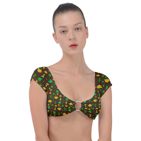 Mushroom Frog Cap Sleeve Ring Bikini Top