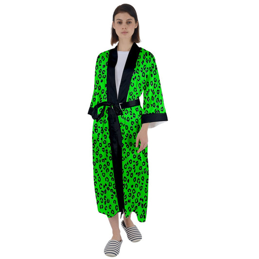 neon green cheetah Satin Robe
