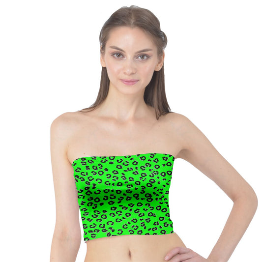 neon green cheetah Tube Top
