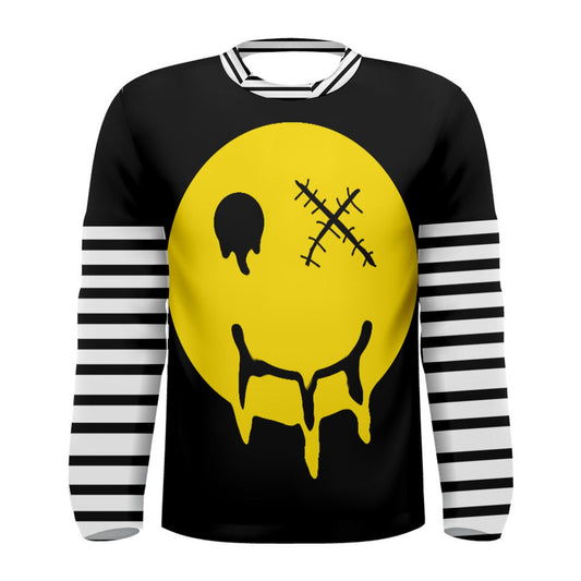 Smiley Striped Sleeve Tee