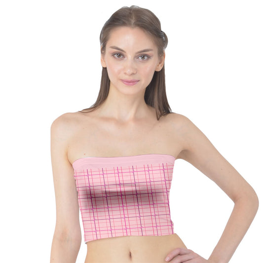 Pink y2k plaid Tube Top