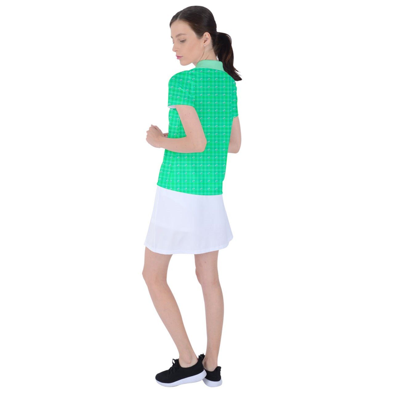 Green y2k plaid Women's Polo Tee