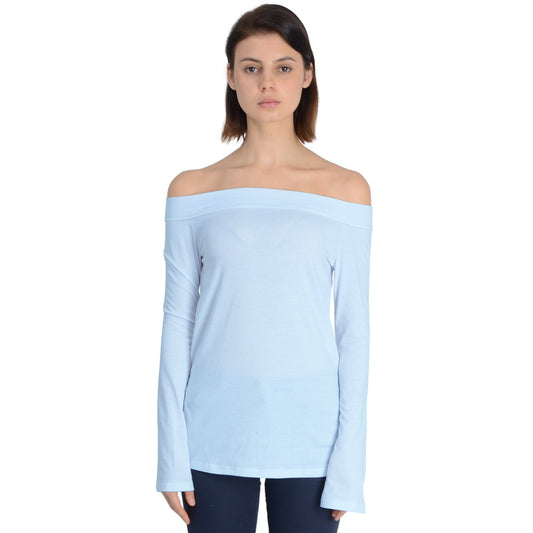 Icee Blue Off Shoulder Long Sleeve Top