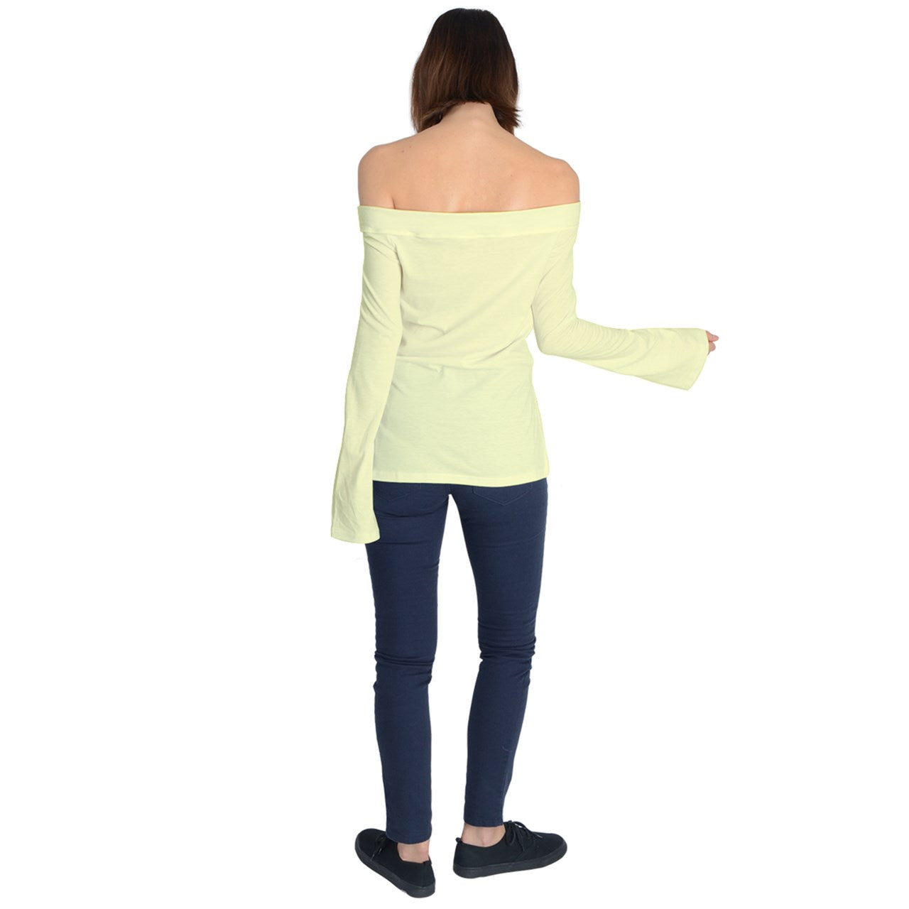 Icee Yellow Off Shoulder Long Sleeve Top
