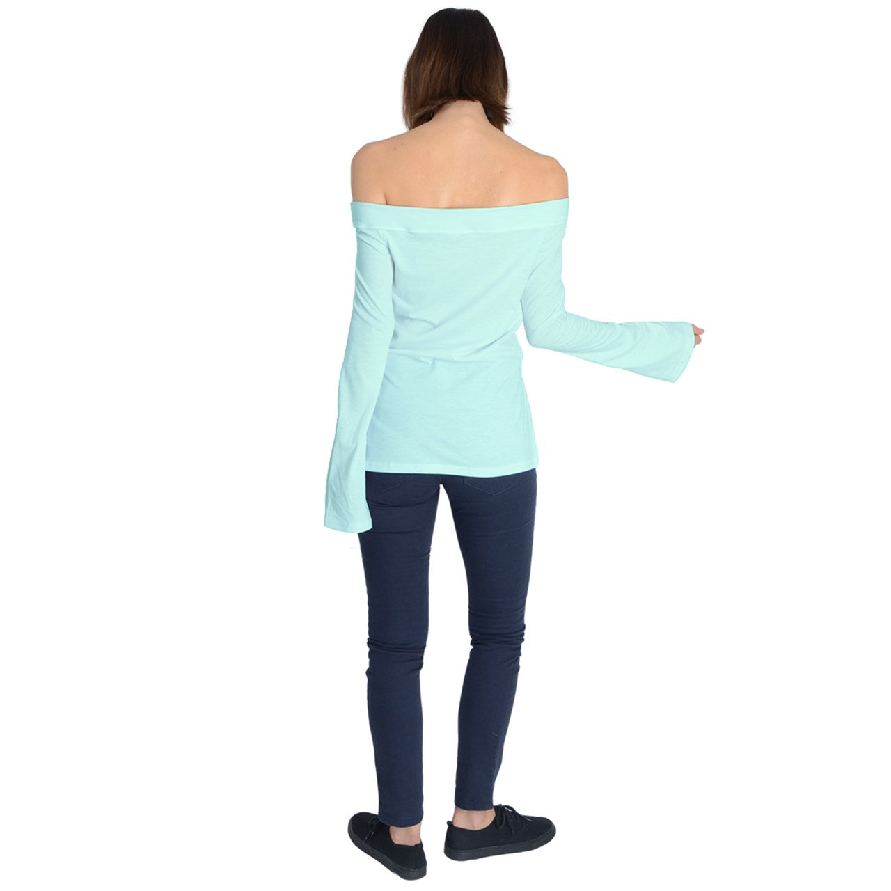 Icee Green Off Shoulder Long Sleeve Top