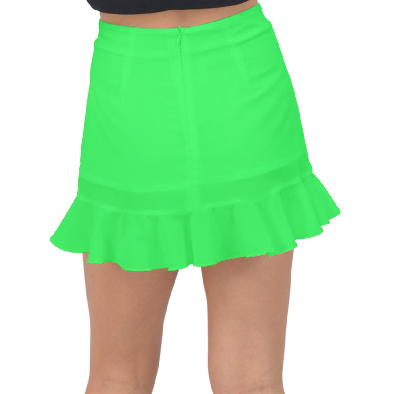 Hot Green Fishtail Mini Chiffon Skirt