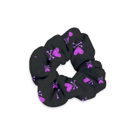 Heart And Crossbones Velvet Scrunchie