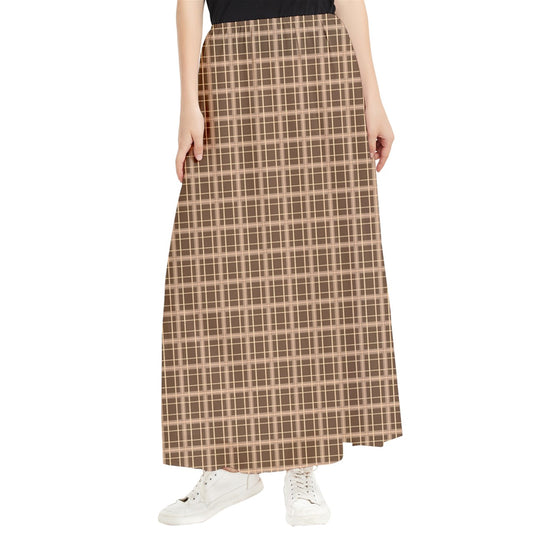 Brown Academia Maxi Chiffon Skirt
