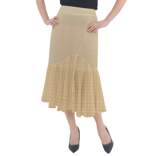 Beige Academia Midi Mermaid Skirt