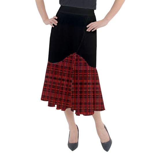 Red Academia Midi Mermaid Skirt